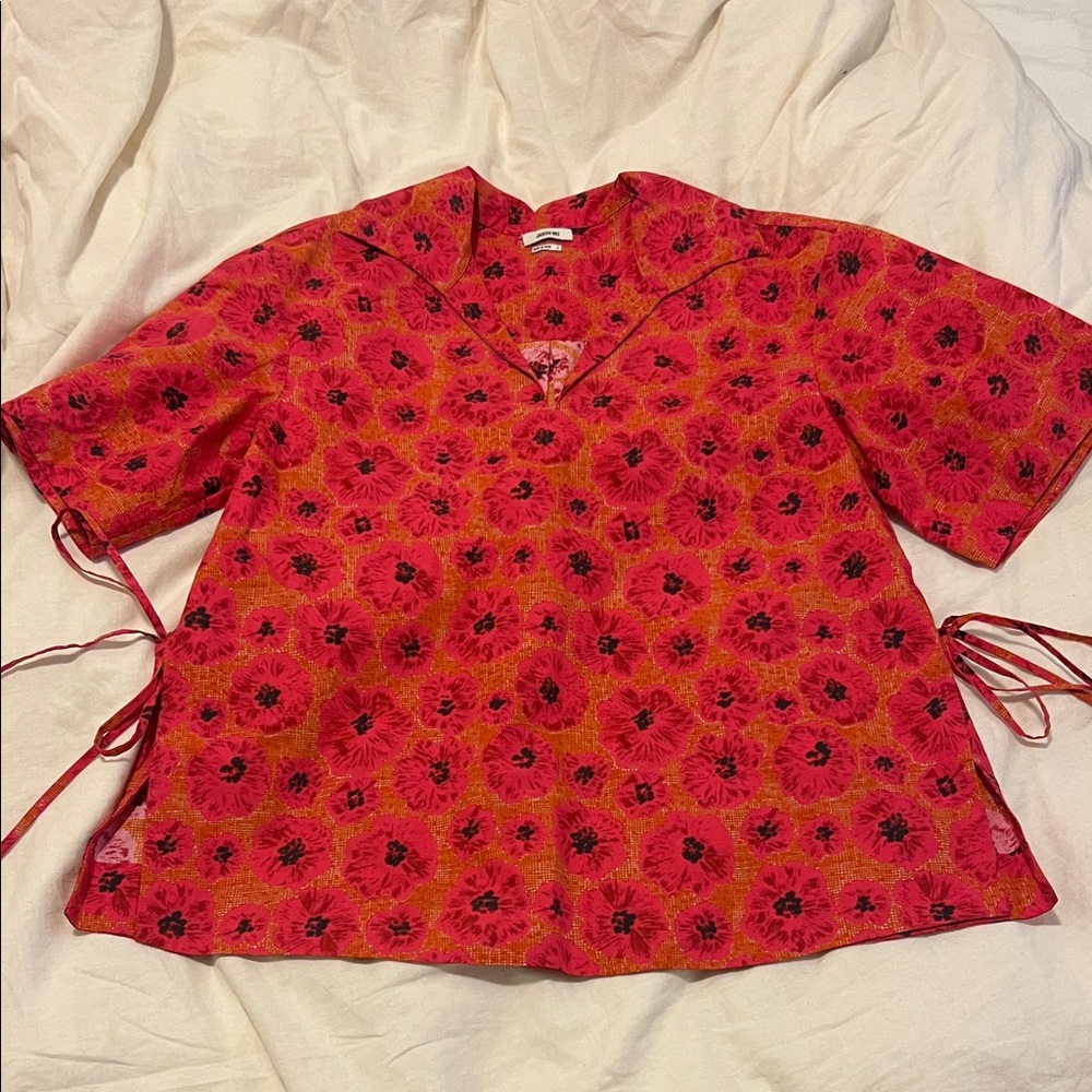 Jason Wu Red and Orange Floral Blouse